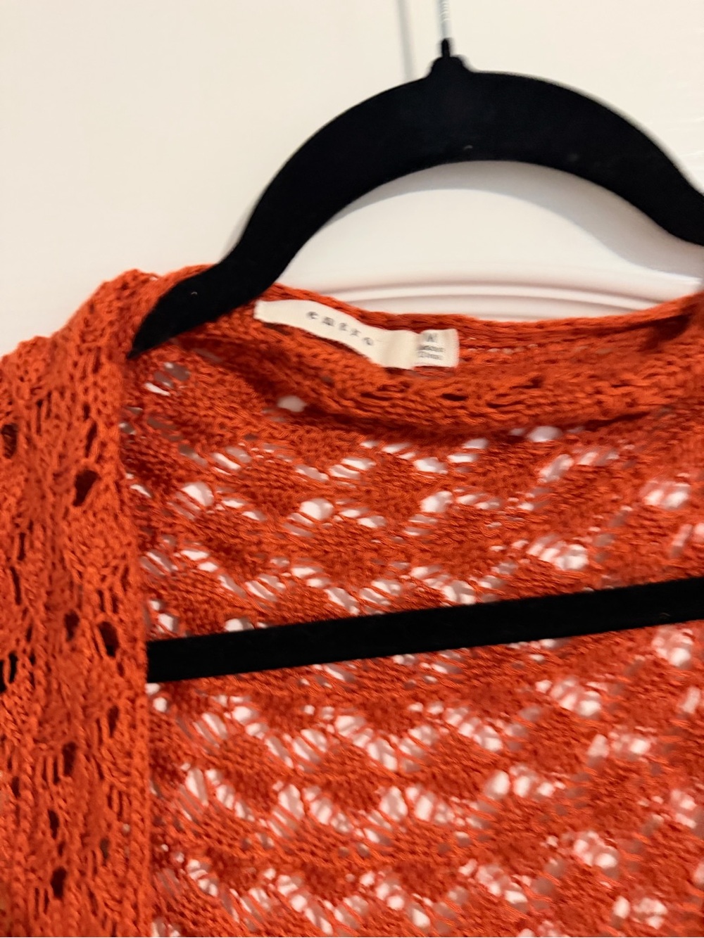 entro Orange Crochet Fringe Vest - Picture 2 of 3